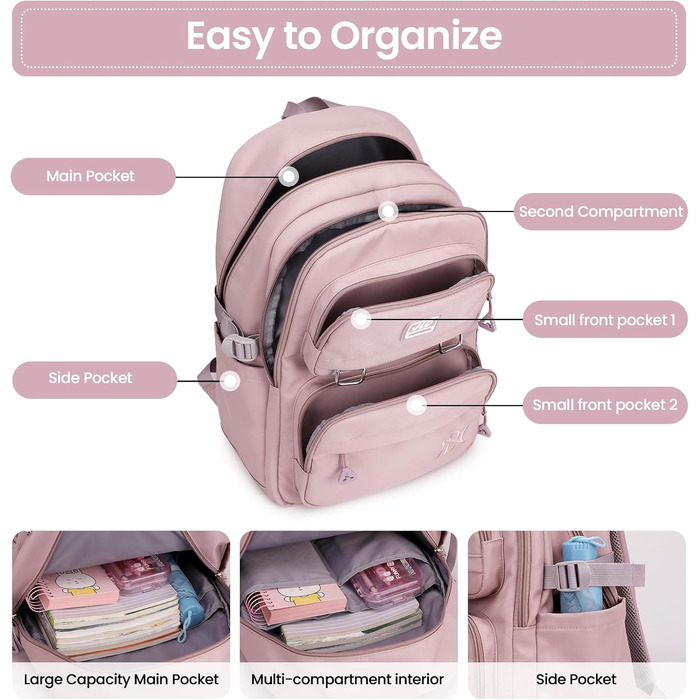 Дитячий рюкзак для дівчаток, рюкзак для підлітків – стильний та водонепроникний, для 3-9 класів, великий, для школи та подорожей, блакитний (8529# фіолетовий)