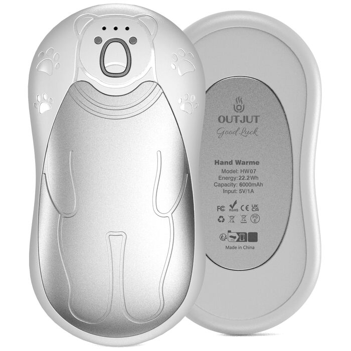 Електричний гріє для рук OUTJUT 2 шт., 12000mAh з магнітом, USB, для спорту на відкритому повітрі, бічне нагрівання, білий