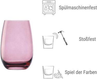 Stölzle Lausitz Water Glasses Set Elements Kids Mediterranean Mix 335 ml to the rim / Set of 6 Water Glasses Dishwasher-safe, high break resistance / Drinking Glasses Set Crystal Glass / Juice Glasses Set