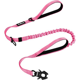 Тактична повідок для собак PetBonus Heavy Duty, 1,5м, еластична, з 2 м'якими ручками, страхувальний ремінь для авто, навчальна повідок No Pull для великих та середніх собак (Армійний зелений, Рожевий)