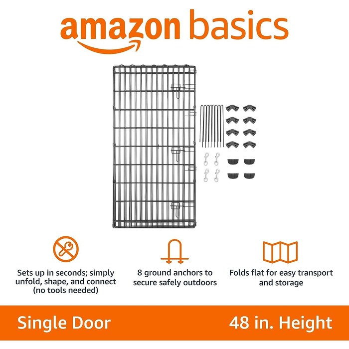 Amazon Basics Octagon, Square, and Rectangle Dog Playpen - Foldable Metal Crate with Door - 152.4 x 152.4 x 122 cm