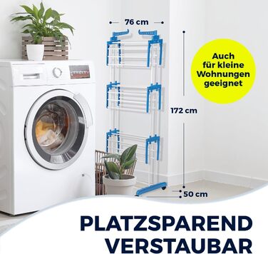 Складаний сушильник для білизни EASYmaxx з 3 рівнями, чорний/білий | Ефективне сушіння, компактний та мобільний