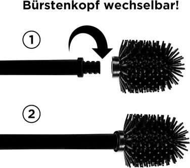 Набір для чищення унітазу з силіконової щітки та нержавіючої сталі | Чорний колір | Аксесуари для ванної кімнати