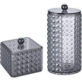 Організатор для ватних дисків, акриловий контейнер для ватних дисків з кришкою, чорний, для спальні, ванної кімнати, туалетного столика