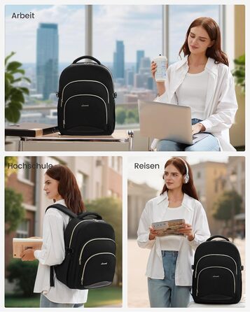 LOVEVOOK Рюкзак для жінок, 15.6 дюймів, водонепроникний, для школи, підлітка, елегантний, для роботи, навчання, подорожей, універсальний, чорно-бежево-коричневий