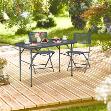 Relaxdays Folding Garden Table with Rattan Look