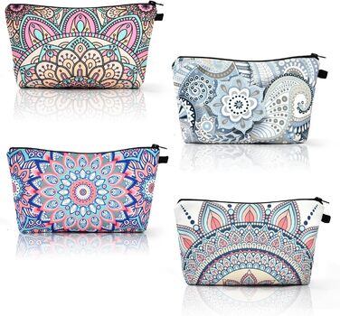 Набір косметичних сумок з брезенту, 4 шт. – Косметичка для подорожей, органайзер для макіяжу, багатофункціональна сумочка з блискавкою, аксесуари для косметики, кольорова