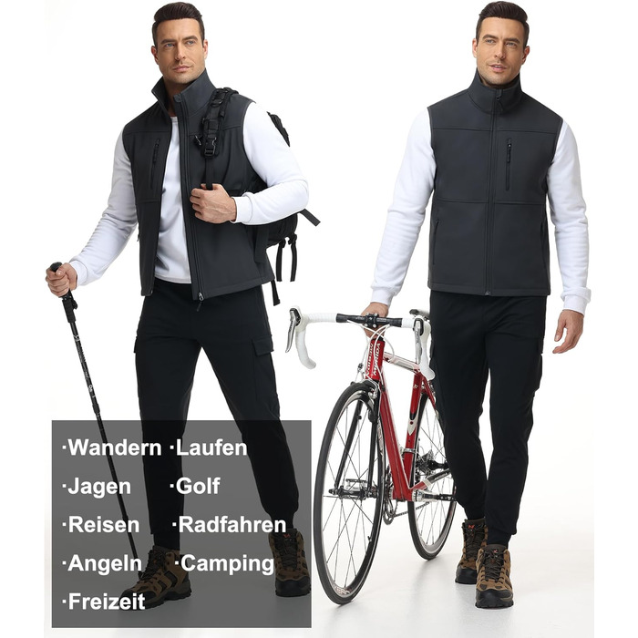 Чоловіча куртка Weste Outdoor з софтшелла, водонепроникна та вітронепроникна, з флісовою підкладкою, для походів, сіра (M)