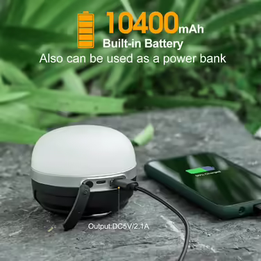 LED Camping Lamp, 10400mAh Battery Rechargeable RGB Color Changing, Steplessly Dimmable, Magnetic Camping Light with Hook for Home, Outdoor Activities, Hiking, Tent Light, Ambient Light, Emergency, etc.