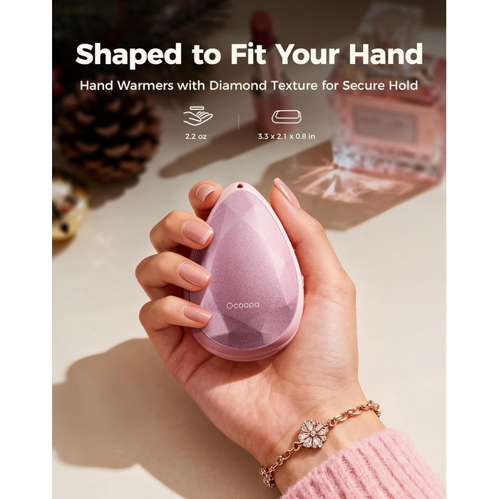 Електричні грілки для рук OCOOPA (2 шт) - стильні, рожеві, з магнітом, USB-зарядка, для Raynaud, туризму, кемпінгу