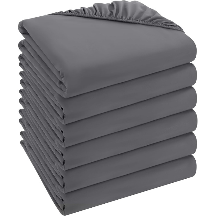 Utopia Bedding - 6-Piece Fitted Sheet Set - 90 x 200 cm - Grey - Brushed Microfiber Fitted Sheet - 35 cm Deep Pocket