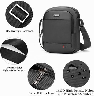 Чоловіча сумка-месенджер BAIGIO через плече Crossbody для подорожей, спорту та роботи, багатофункціональна сумка з відділеннями, L, чорна