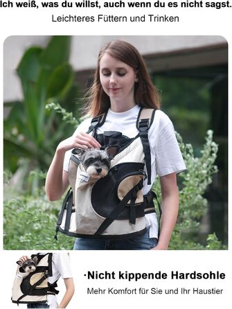 Рюкзак для собак та котів, рюкзак-переноска для маленьких та середніх собак та котів до 8.5 кг, дихаючий та зручний, для подорожей та активного відпочинку на природі, бежевий