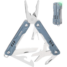 9-in-1 Mini-Multitool with Needle-Nose Pliers, Scissors, SIM Extractor, and Screwdriver - For Travel, EDC, TSA Approved, Blade-Free (Mini Sailor Lite) (Sailor S11-blue)