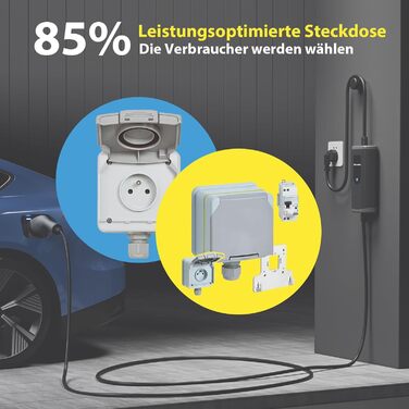 Кабель для зарядки електромобіля Bokman Typ 2 з CEE розеткою, 5 метрів, 6-16A, 11 кВт, трифазний, IP65 вологозахищений, портативний зарядний пристрій для електромобілів, мобільна зарядка, станція зарядки IEC 62196-2, з сумкою та мікрофіброю