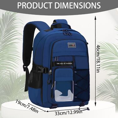 Шкільний рюкзак для підлітків: великий, водонепроникний, міцний, для середньої школи, гімназії, учнів, підлітків та дорослих (блакитний)