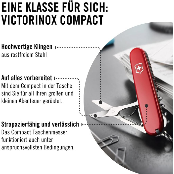 Мультитул Victorinox Compact - Швейцарський ніж, 15 функцій, Swiss Made, з лезом та міні-викруткою