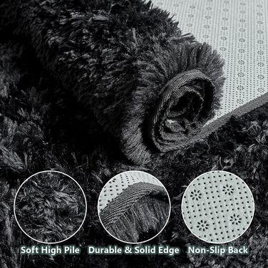Чохол для ліжка CHOSHOME, м'який килим для спальні, вітальні, дитячої кімнати, штормовий, антиковзаюча підкладка, 90x150 см, 200x290 см (Чорний)
