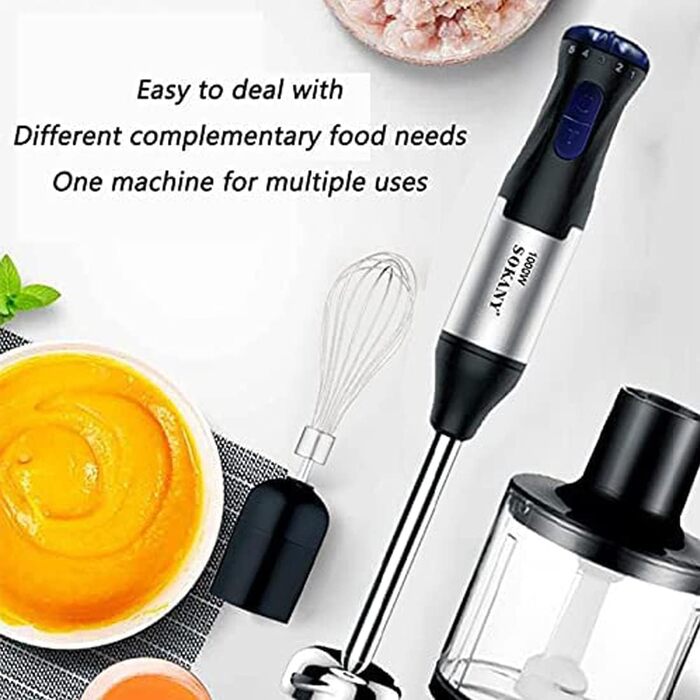SOKANY Stabmixer 1000W: 4-в-1 блендер для супів, смузі та дитячого харчування. Зеркало, міксер, вінчик, чаша-мірна склянка