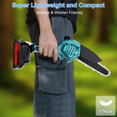 Акумуляторна міні-пилка Olubfdh 4000mAh, 6 дюймів, з автоматичним змащенням, 2 акумулятори 2000mAh, для стрижки гілок та дерева