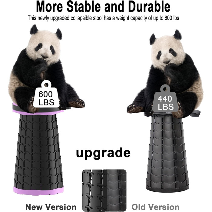 Тeleskopний складаний стільчик для кемпінгу, риболовлі та відпочинку, 280 кг, фіолетовий, 25x25x45 см