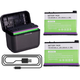2 x 2800mAh акумулятори Insta360 X4 з зарядним пристроєм USB-C, Li-Ion акумулятори для Insta360 X4, з мікро SD картами