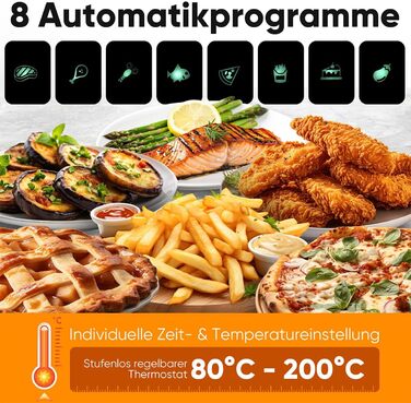 Фритюрниця ProfiCook® Heißluftfritteuse 6.5L з нержавіючої сталі | Airfryer з 8 програмами | Без масла та жиру | 80°C - 200°C | Модель 2025