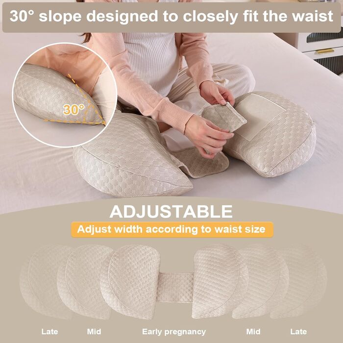 Вагітний подушка SHANNA U-подібної форми, подушка для сну на боці, подушка для годування, з м'яким покриттям Minky Dot, велика подушка для сну, подушка для комфорту, подушка для тіла (бамбук хакі, мала)