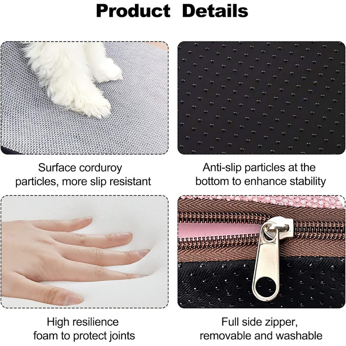 Сходинки для тварин Galatée: 3-ступеневі сходи з щільного пінополіуретану, знімний чохол на блискавці, для собак та інших домашніх тварин (Світло-коричневий)