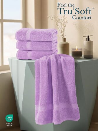 Набір банних рушників Utopia Towels (4 шт.), 100% бавовна, преміум якість 600 г/м², гігроскопічні та м'які, фіолетові