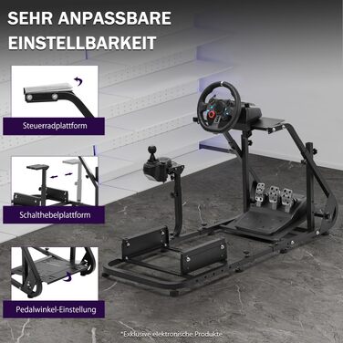 Ігровий кокпіт-симулятор Minneer Racing Simulator Cockpit для керма Logitech G923, G29, G920 та Thrustmaster T248, T300RS, регульована висота (педалі не входять)