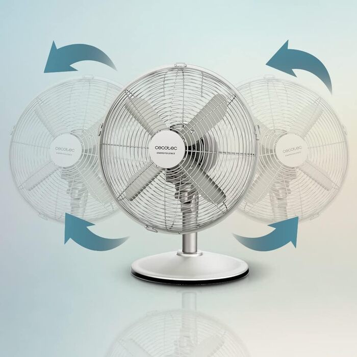 Вентилятор настільний Cecotec EnergySilence 610 SteelDesk, 40 Вт, сталевий, діаметр 30.5 см, 4 лопаті, 3 швидкості, осциляція, регулювання висоти