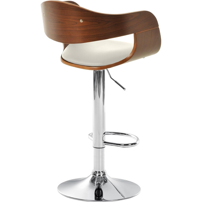 Kingston Adjustable Bar Stool with Faux Leather Seat - Walnut/White Finish