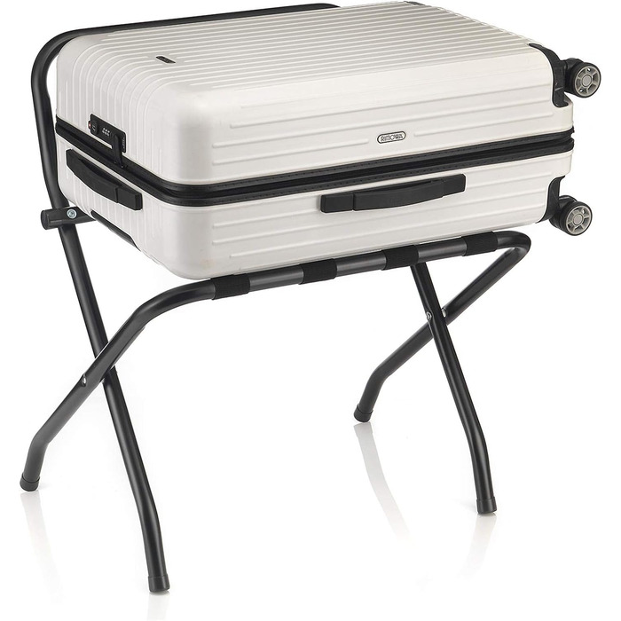CARO-Furniture Suitcase Stand Suite with Wall Protection, Suitcase Rack, Suitcase Storage, Metal, Black, Folding