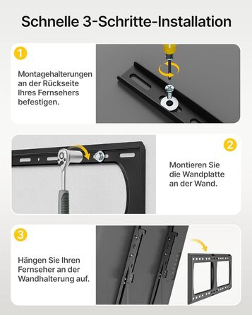 Кріплення для телевізора monTEK Heavy Duty, настінне кріплення для телевізорів 37-140 дюймів, до 136 кг, ультратонкий профіль 32 мм, сумісне з дерев'яними стійками 406/450/600 мм, VESA до 1200x800 мм, регульоване нахилом