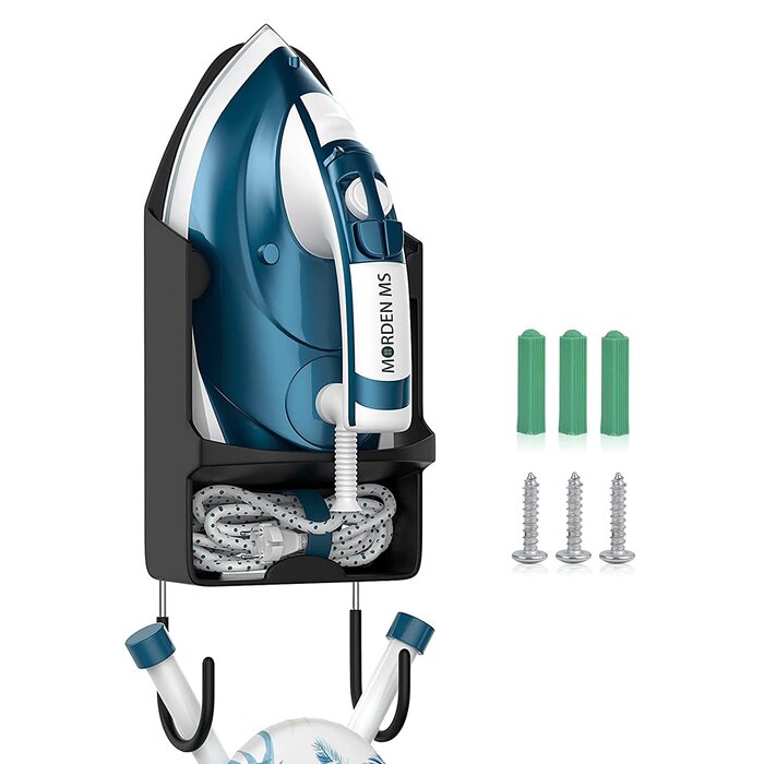 Настінний електричний органайзер для прасування, кошик для прасування, чорний | Зберігання над дверима або на стіні