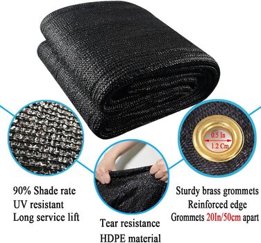 Vocray Shade Net 2X4.5 M, Shade Net with Eyelets, Lightweight and Durable Shading Net, 90% UV Resistant Sun Sail for Garden, Balcony, Terrace, Pergola, Greenhouse and Outdoor Area