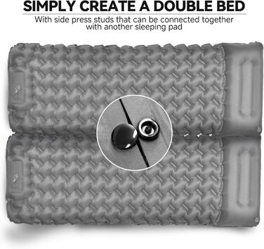 Каремат туристичний надувний Isomatte 9 см, 200x68 см, з подушкою, водонепроникний - для кемпінгу, походів, пляжу (Сірий)