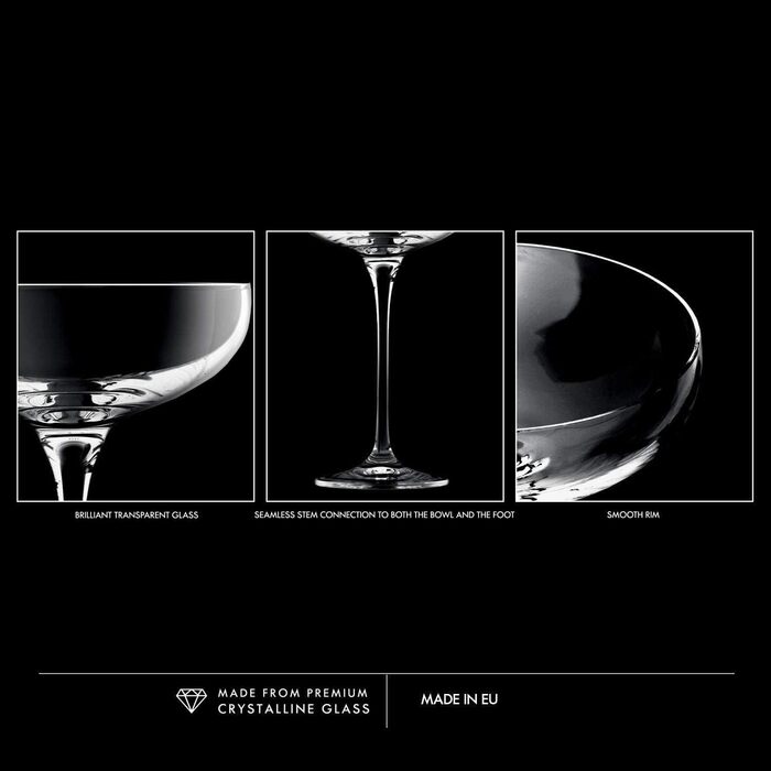 Krosno Sparkling Wine Glasses Champagne Glasses | Set of 6 | 240 ML | Harmony Collection | Perfect for Home, Restaurants, and Parties | Prosecco Glass | Dishwasher Safe