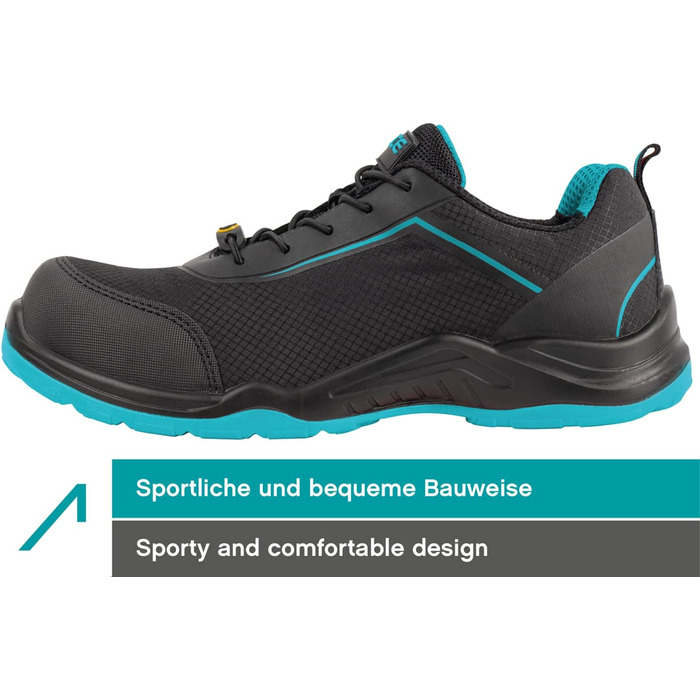 Черевики робочі ACE Sapphire S1-P - захисне взуття для жінок та чоловіків - надлегкі, 42 EU, блакитно-чорні