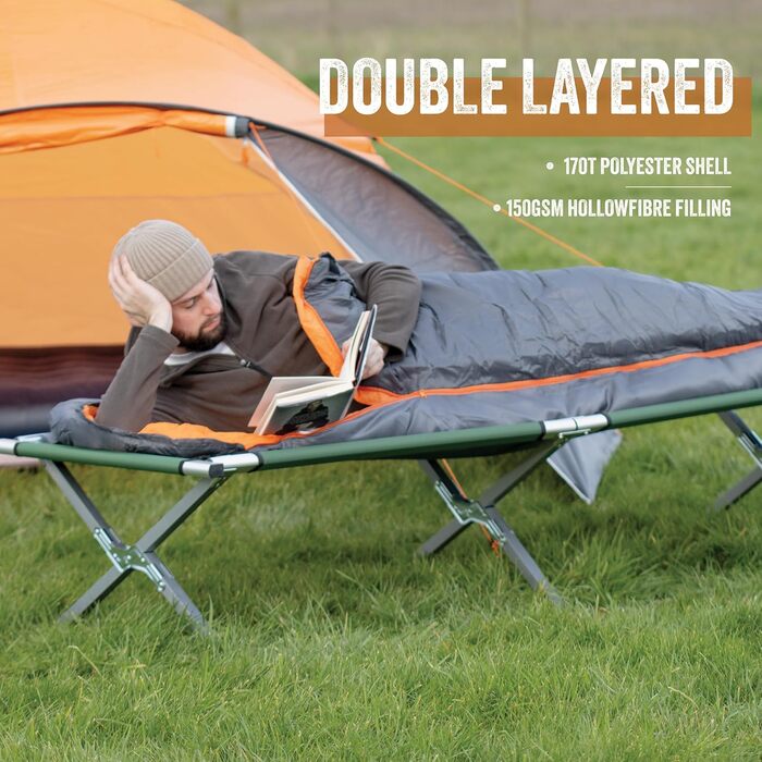 Спальний мішок Milestone Camping Mumienschlaфack, сірий & оранжевий, для одного, зручний та портативний, з сумкою, водонепроникний, 2 сезони, для одного, односпальний