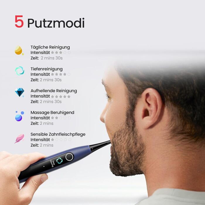 Oclean X Lite: електрична зубна щітка, блакитна, подарунчий набір, 3 насадки, IPX7, 5 режимів, таймер, чохол для подорожей