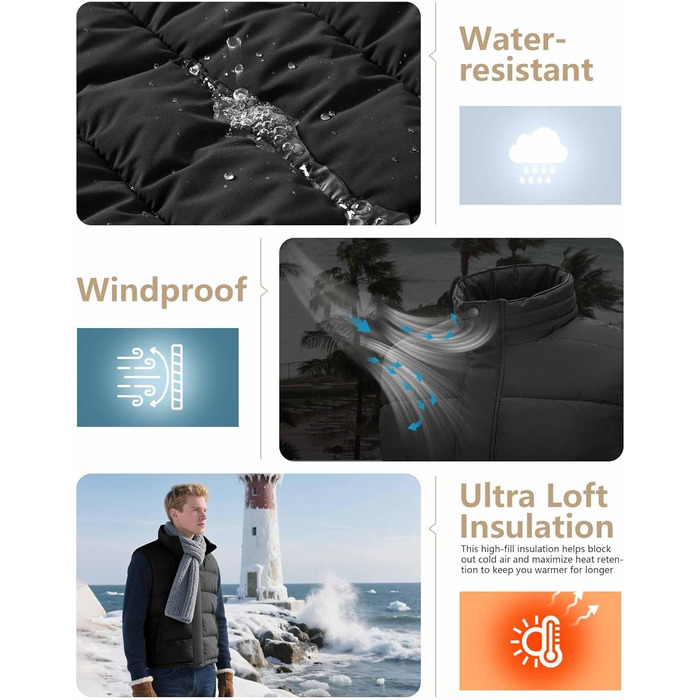 Чоловіча степна жилетка 33,000ft - тепла спортивна жилетка для туризму, гольфу, верхової їзди та відпочинку. Водовідштовхуюча жилетка з 4 кишенями. Розмір L.