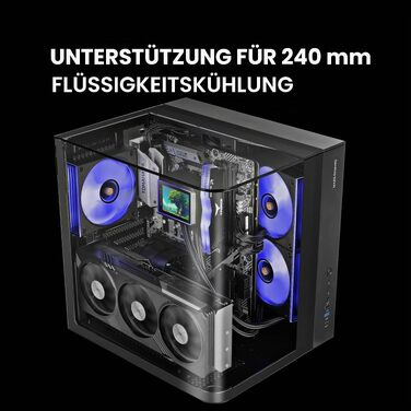 Ігровий корпус Mars Gaming MC-3TCORE MC-INFINIO LITE ATX, панорамне скло, підтримка рідкого охолодження, чорний