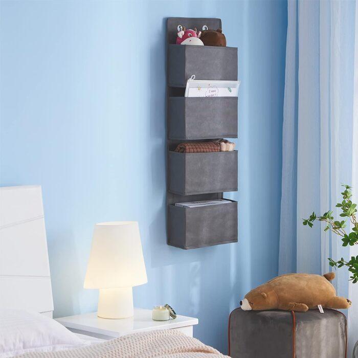 Органайзер для дверей Youdenova з 4 кишенями та 2 гачками, підвісний органайзер для ванної, спальні, дитячої кімнати (сірий)