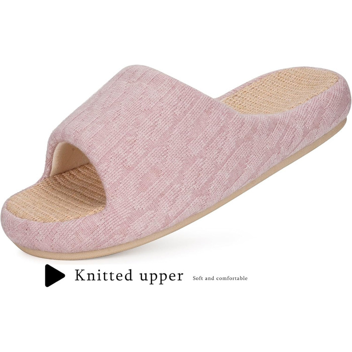 Тапочки жіночі Eagsouni з льону, зручні, з антиковзкою підошвою, з Memory Foam, для дому, рожеві (39/40 EU)