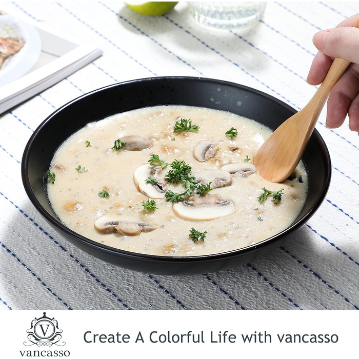 Набір тарілок Vancasso MODA 12шт: глибокі тарілки, тарілки для супу, пасти, салату, 800мл, багато кольорів