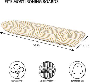 Покриття та підкладка для прасувальної дошки, стійке до нагрівання, еластичне, золотого кольору, бавовна