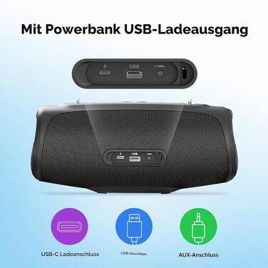 TAZATA Bluetooth колонка портативна 90W з Power Bank, USB, водонепроникна для вечірок, пляжу, басейну