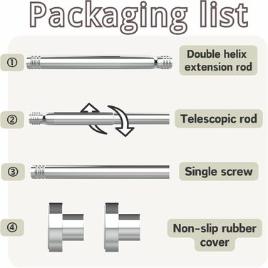 Штанга для душу без свердління, нержавіюча сталь, регульована, 85-160 см, діаметр 25 мм, срібляста